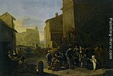 Peasants Canvas Paintings - A Roman Market Scene with Peasants Gathered around a Stove